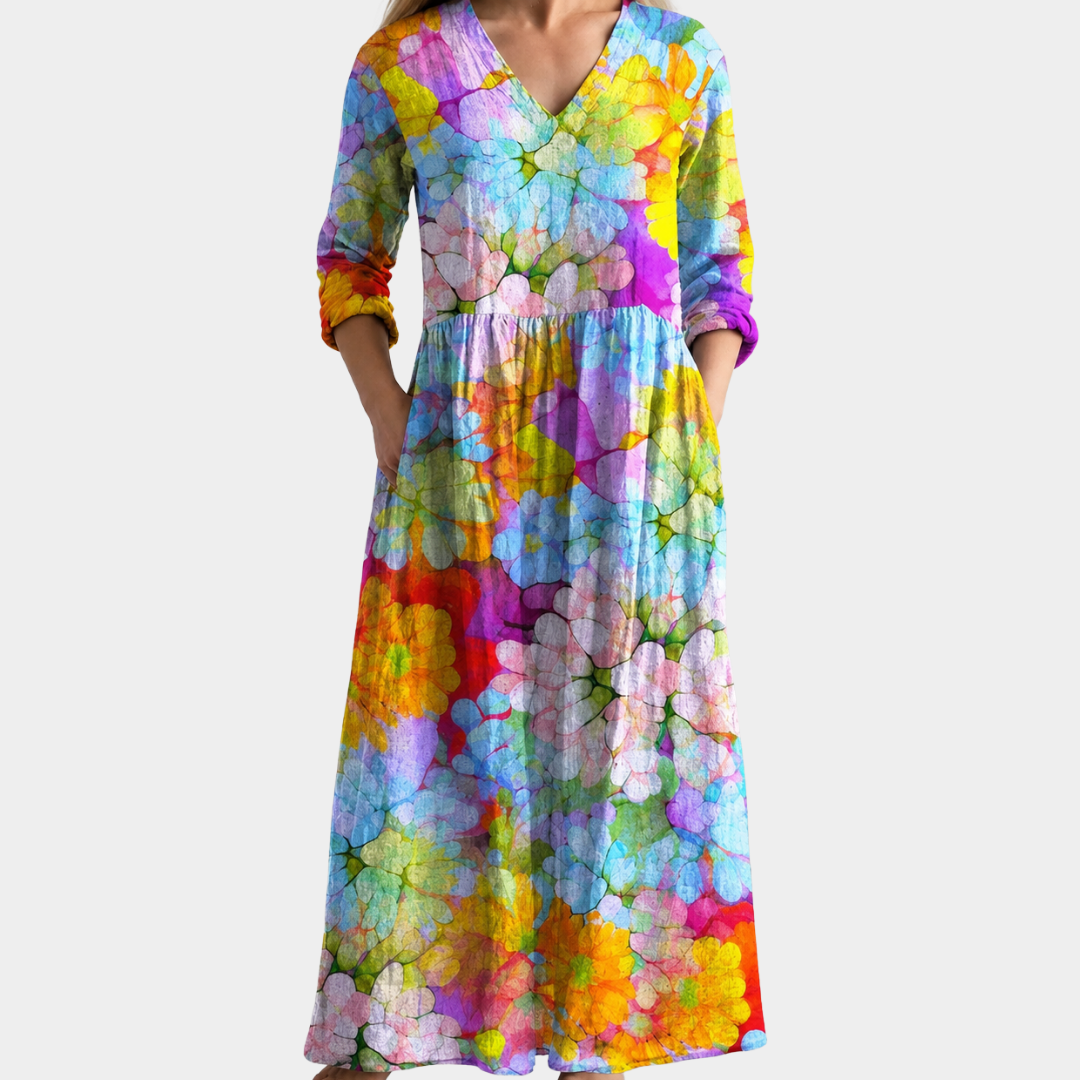Radiant Watercolor Garden Dress