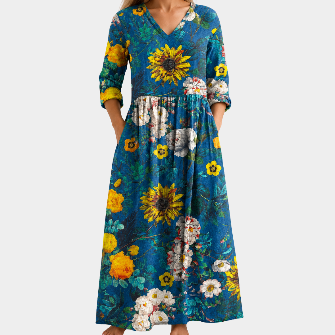 Golden Sunflower Garden Dress