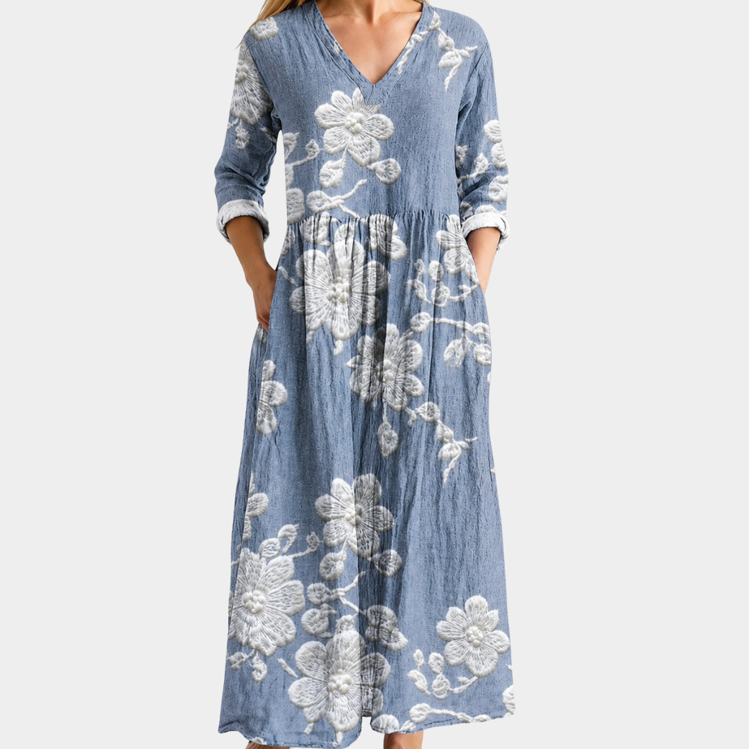 Serene Blossom Sky Dress